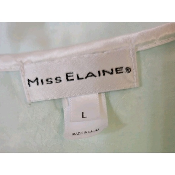 Miss Elaine Pajama Set Large Floral Jacquard 2 Piece Set Light Green - Picture 3 of 11